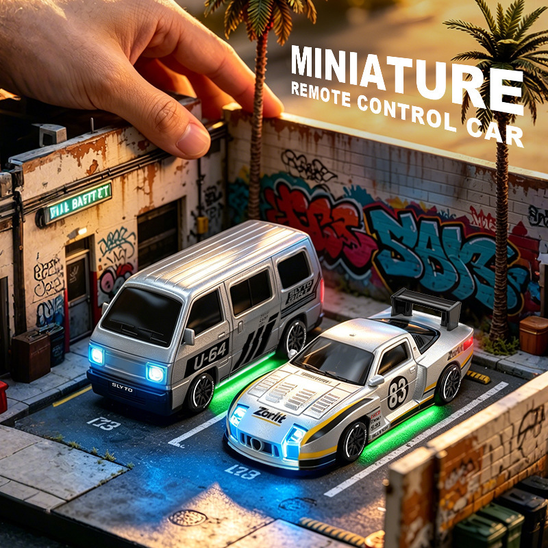 Rc Hobby Drift Car - RC 1:64 Desktop-Driftauto Mini-Fernsteuerungsauto Allradantrieb Vollproportional